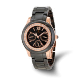 Charles-Hubert Black Ceramic 40mm Stainless Steel Rose IP-plated Crystal Bezel Multifunction Black Dial with Day and Date Watch