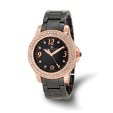 Charles-Hubert Black Ceramic 40mm Stainless Steel Rose IP-plated Crystal Bezel Black Dial with Date Watch