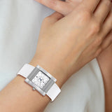 Charles-Hubert Stainless Steel White Dial with Date Leather Band Watch