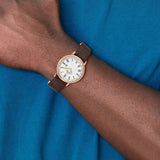 Steinhausen Altdorf Rose IP-plated Stainless Steel White Flinque Dial with Brown Leather Quick Release Band Watch