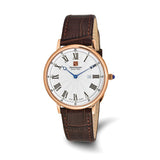 Steinhausen Altdorf Rose IP-plated Stainless Steel White Flinque Dial with Brown Leather Quick Release Band Watch