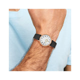 Steinhausen Altdorf Rose IP-plated Stainless Steel White Flinque Dial with Black Leather Quick Release Band Watch