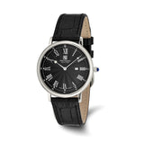 Steinhausen Altdorf Stainless Steel Black Flinque Dial with Black Leather Quick Release Band Watch