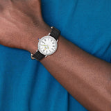 Steinhausen Altdorf Stainless Steel White Flinque Dial with Black Leather Quick Release Band Watch