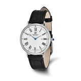 Steinhausen Altdorf Stainless Steel White Flinque Dial with Black Leather Quick Release Band Watch