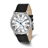 Steinhausen Delemont Stainless Steel White Dial with Black Leather Quick Release Band Watch