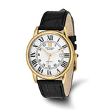 Steinhausen Delemont Gold IP-plated Stainless Steel White Dial with Black Leather Quick Release Band Watch