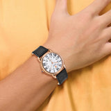 Steinhausen Delemont Rose IP-plated Stainless Steel White Dial with Black Leather Quick Release Band Watch