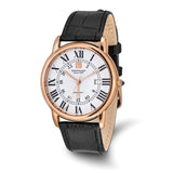 Steinhausen Delemont Rose IP-plated Stainless Steel White Dial with Black Leather Quick Release Band Watch