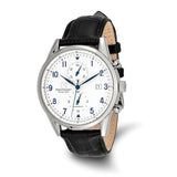 Steinhausen Lugano Stainless Steel White Dial Chronograph with Black Leather Quick Release Band Watch
