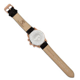 Steinhausen Lugano Rose IP-plated Stainless Steel White Dial Chronograph with Black Leather Quick Release Band Watch