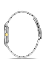 Omax Men's Watch Two-Toned 42mm Silver and Gold PVD Coated Stainless Steel with Brown Dial | Gold Hands with Gold Arabic Numerals | Water Resistant