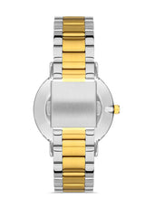 Omax Men's Watch Two-Toned 42mm Silver and Gold PVD Coated Stainless Steel with Brown Dial | Gold Hands with Gold Arabic Numerals | Water Resistant