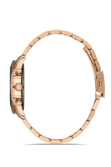 Omax Men's Watch Chronograph 44mm Rose Gold PVD Coated Stainless Steel Bracelet and Rose Gold case with Blue Dial Plus Rose Gold Luminous Hands | Water Resistant