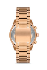 Omax Men's Watch Chronograph 44mm Rose Gold PVD Coated Stainless Steel Bracelet and Rose Gold case with Blue Dial Plus Rose Gold Luminous Hands | Water Resistant