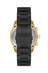 Omax Men's Watch Chronograph 44mm Black PVD Coated Stainless Steel Bracelet and Gold case with Black Dial Plus Gold Luminous Hands | Water Resistant