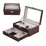 12 Grids Slots Double Layer Leather Watch Box