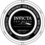 Invicta Pro Diver Professional Black Dial Quartz Diver's 36545 200M Men's Watch
