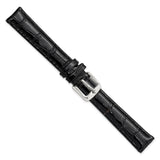 DeBeer 14mm Black Crocodile Grain Chronograph Leather with Silver-tone Buckle 6.75 inch Watch Band