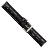 DeBeer 19mm Black Crocodile Grain Chronograph Leather with Silver-tone Buckle 7.5 inch Watch Band