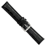 DeBeer 20mm Black Crocodile Grain Chronograph Leather with Silver-tone Buckle 7.5 inch Watch Band