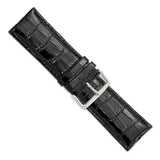 DeBeer 28mm Black Crocodile Grain Chronograph Leather with Silver-tone Buckle 7.5 inch Watch Band