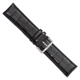 DeBeer 26mm Long Black Crocodile Grain Chronograph Leather with Silver-tone Buckle 8.5 inch Watch Band