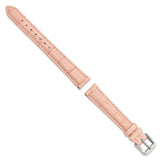 DeBeer 14mm Pink Crocodile Grain Chronograph Leather with Silver-tone Buckle 6.75 inch Watch Band