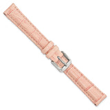 DeBeer 14mm Pink Crocodile Grain Chronograph Leather with Silver-tone Buckle 6.75 inch Watch Band