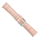 DeBeer 20mm Long Pink Crocodile Grain Chronograph Leather with Silver-tone Buckle 8.5 inch Watch Band