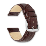 DeBeer 20mm Dark Brown Crocodile Grain Chronograph Leather with Silver-tone Buckle 7.5 inch Watch Band