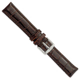 DeBeer 17mm Dark Brown Crocodile Grain Chronograph Leather with Silver-tone Buckle 7.5 inch Watch Band