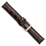 DeBeer 19mm Dark Brown Crocodile Grain Chronograph Leather with Silver-tone Buckle 7.5 inch Watch Band