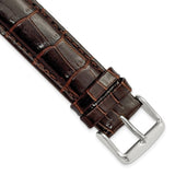19mm Dark Brown Crocodile Grain Chrono Silver-tone Buckle Watch Band