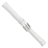DeBeer 12mm White Crocodile Grain Chronograph Leather with Silver-tone Buckle 6.75 inch Watch Band