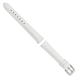 DeBeer 14mm White Crocodile Grain Chronograph Leather with Silver-tone Buckle 6.75 inch Watch Band
