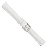 14mm White Crocodile Grain Chrono Silver-tone Buckle Watch Band