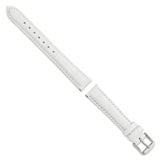 DeBeer 16mm White Crocodile Grain Chronograph Leather with Silver-tone Buckle 7.5 inch Watch Band