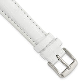 DeBeer 16mm White Crocodile Grain Chronograph Leather with Silver-tone Buckle 7.5 inch Watch Band