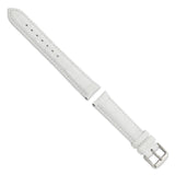 DeBeer 18mm White Crocodile Grain Chronograph Leather with Silver-tone Buckle 7.5 inch Watch Band