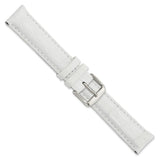 DeBeer 18mm White Crocodile Grain Chronograph Leather with Silver-tone Buckle 7.5 inch Watch Band