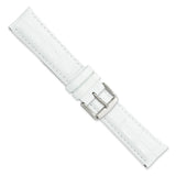 20mm White Crocodile Grain Chrono Silver-tone Buckle Watch Band