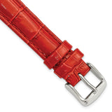 16mm Red Crocodile Grain Chrono Silver-tone Buckle Watch Band