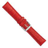 20mm Red Crocodile Grain Chrono Silver-tone Buckle Watch Band