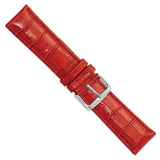 22mm Red Crocodile Grain Chrono Silver-tone Buckle Watch Band