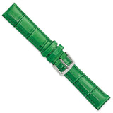 DeBeer 18mm Green Crocodile Grain Chronograph Leather with Silver-tone Buckle 7.5 inch Watch Band