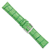22mm Long Green Crocodile Grain Chrono Silver-tone Buckle Watch Band