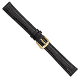 DeBeer 14mm Black Snake Grain Leather with Gold-tone Buckle 6.75 inch Watch Band