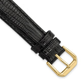 DeBeer 16mm Black Snake Grain Leather with Gold-tone Buckle 7.5 inch Watch Band