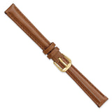 DeBeer 12mm Havana Smooth Leather with Gold-tone Buckle 6.75 inch Watch Band